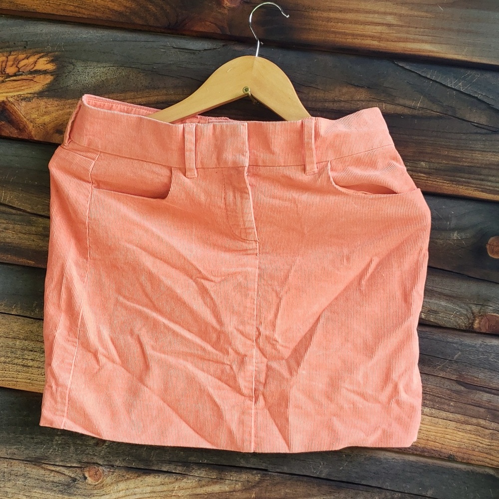 J Crew stretch Orange Corduroy Mini Skirt sz 00 XS